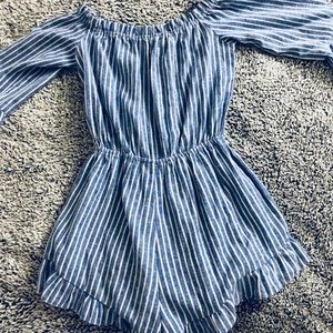 Striped Off The Shoulder Jumpsuit / Romper